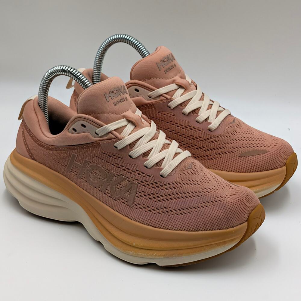 Hoka One One Bondi 8 Sandstone Cream Womens 6.5B UK 5 Running Shoes